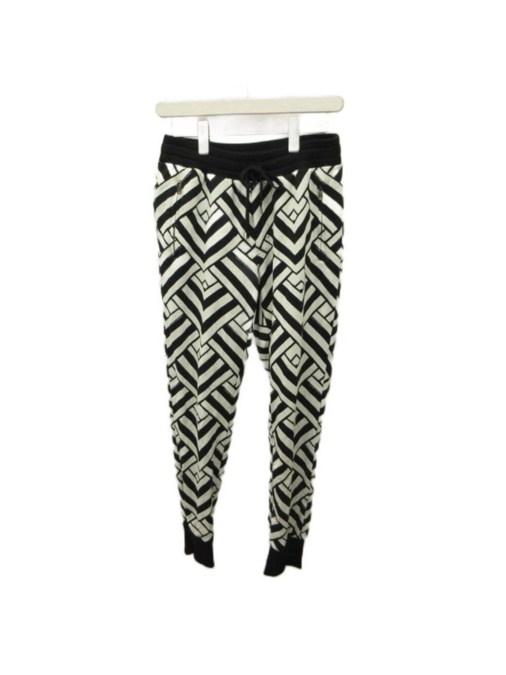 Dolce & Gabbana Jogger Pants Sweatshirt Geometric Pattern Zip Pocket Black 44